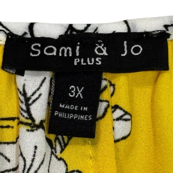 SAMI & JO - SIZE 3X - BRIGHT YELLOW FLORAL BLOUSE TOP - BOHO & FLOWY - B19 - Picture 7 of 10
